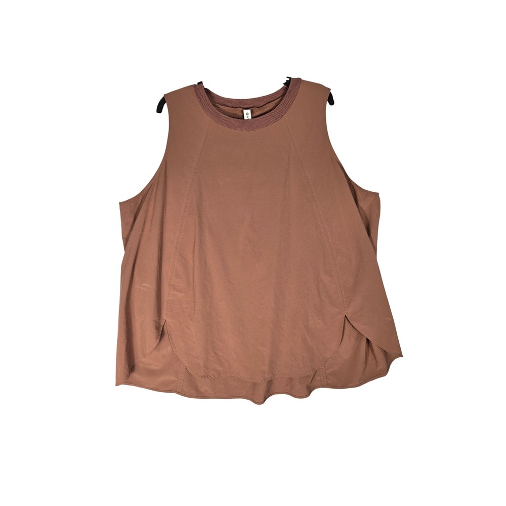 Athleta Tank Top Women 3X Farallon Brown Sleeveless Tulip Hem EUC